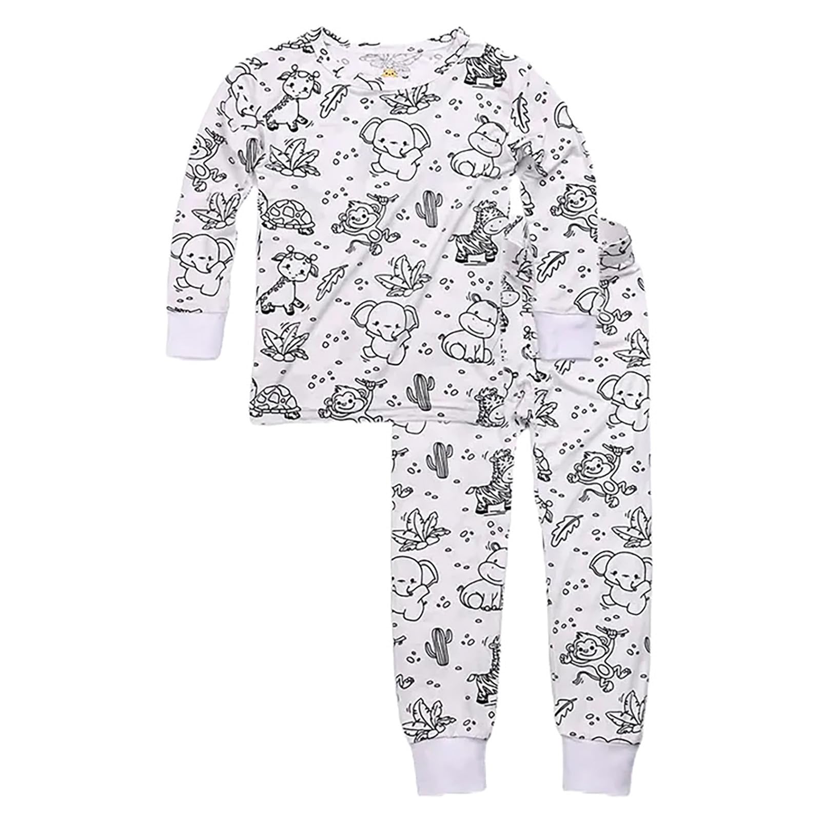 Children's pajama set with animal pattern on a white background