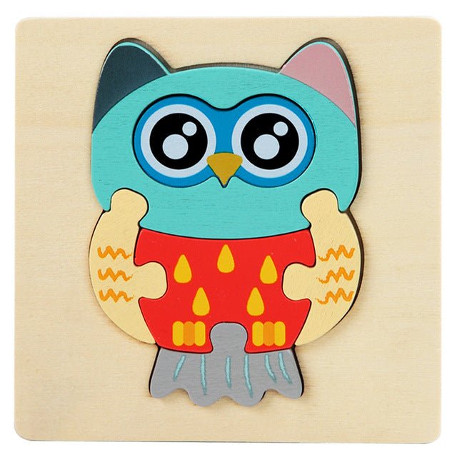 Colorful owl puzzle on a beige background