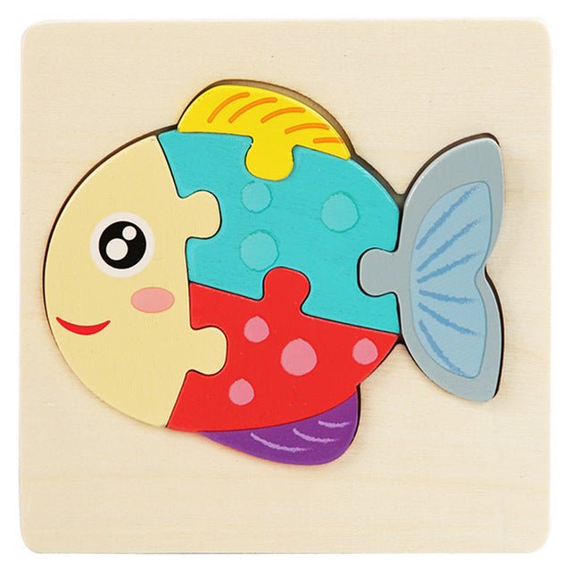 Colorful fish-shaped puzzle toy on a beige background