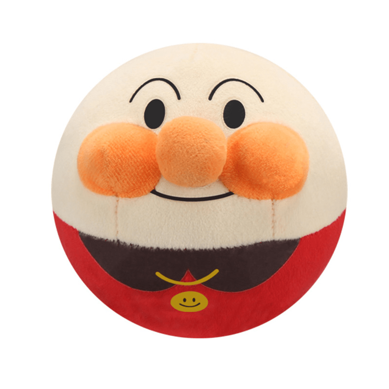 Plush ball with a cartoon character face on a white background